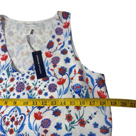 Adrienne Vittadini Tank Top Floral Flowy Blue Red V Neck Lined Womens Size S - Picture 10 of 10